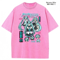 Hatsune Miku Anime peripheral pure cotton washed and worn T-shirt from S to 2XL