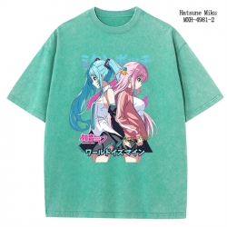 Hatsune Miku Anime peripheral pure cotton washed and worn T-shirt from S to 2XL