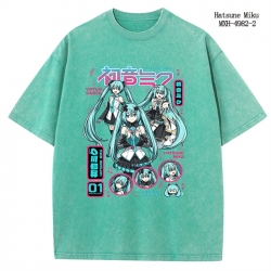 Hatsune Miku Anime peripheral pure cotton washed and worn T-shirt from S to 2XL