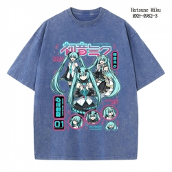 Hatsune Miku Anime peripheral pure cotton washed and worn T-shirt from S to 2XL