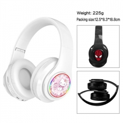 Hello-Kitty Anime Print Foldable Over-Ear Bluetooth Headphones 12.5x8.3x18.8cm