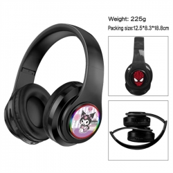 Kuromi Anime Print Foldable Over-Ear Bluetooth Headphones 12.5x8.3x18.8cm