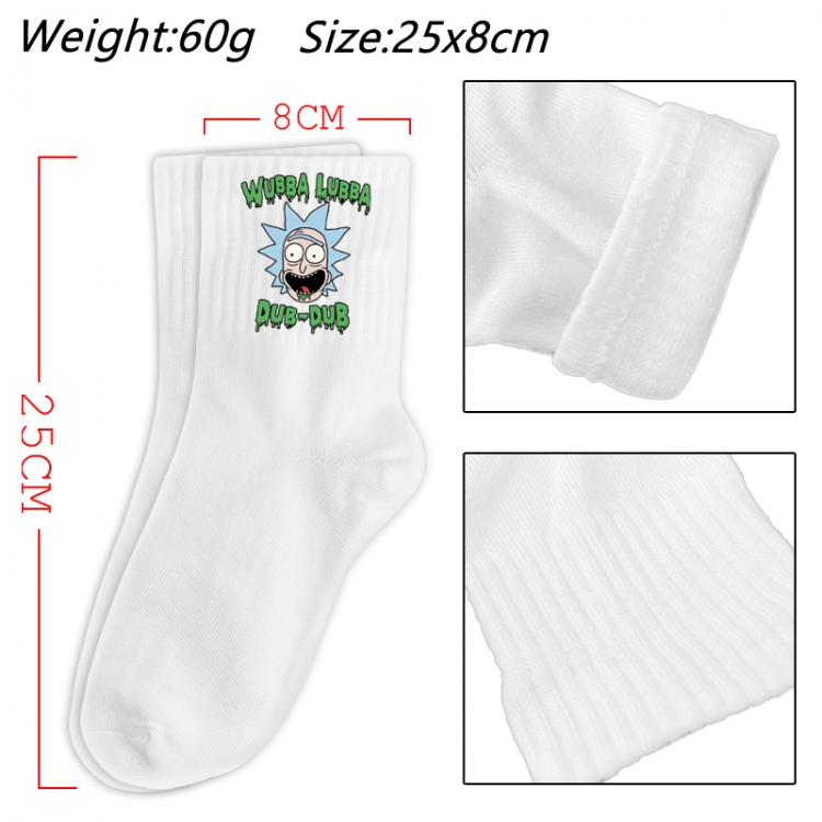  Rick and Morty Anime Print Long Crew Cotton Socks 25x8cm
