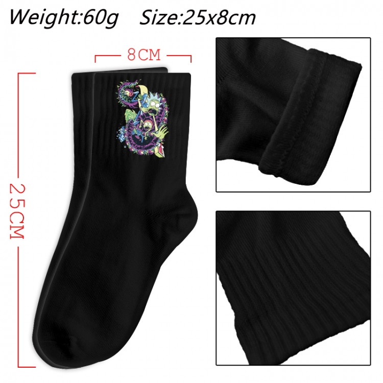  Rick and Morty Anime Print Long Crew Cotton Socks 25x8cm
