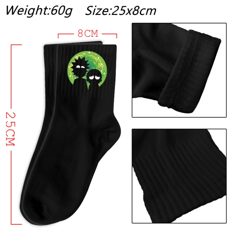  Rick and Morty Anime Print Long Crew Cotton Socks 25x8cm