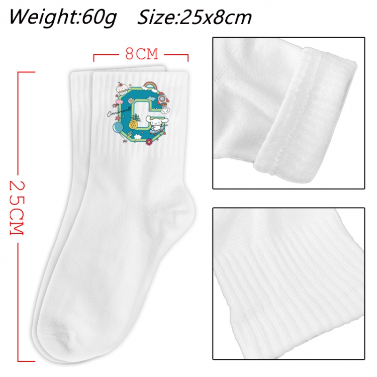  Sanrio Anime Print Long Crew Cotton Socks 25x8cm