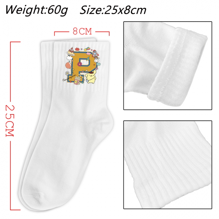  Sanrio Anime Print Long Crew Cotton Socks 25x8cm