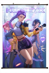 K-Pop Demon Hunters Anime black Plastic rod Cloth painting Wall Scroll 60X90CM 