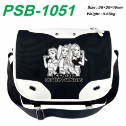 Kpop demon hunters Black and white anime waterproof nylon shoulder messenger bag schoolbag 36X29X16CM