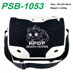Kpop demon hunters Black and white anime waterproof nylon shoulder messenger bag schoolbag 36X29X16CM