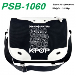 Kpop demon hunters Black and white anime waterproof nylon shoulder messenger bag schoolbag 36X29X16CM
