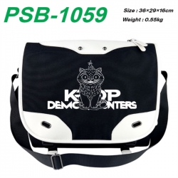 Kpop demon hunters Black and white anime waterproof nylon shoulder messenger bag schoolbag 36X29X16CM