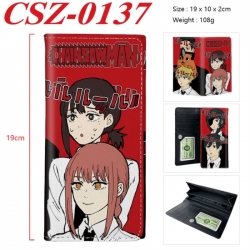 Chainsaw Man Anime peripheral long three fold wallet 19x10x2cm