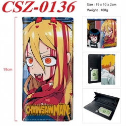 Chainsaw Man Anime peripheral long three fold wallet 19x10x2cm