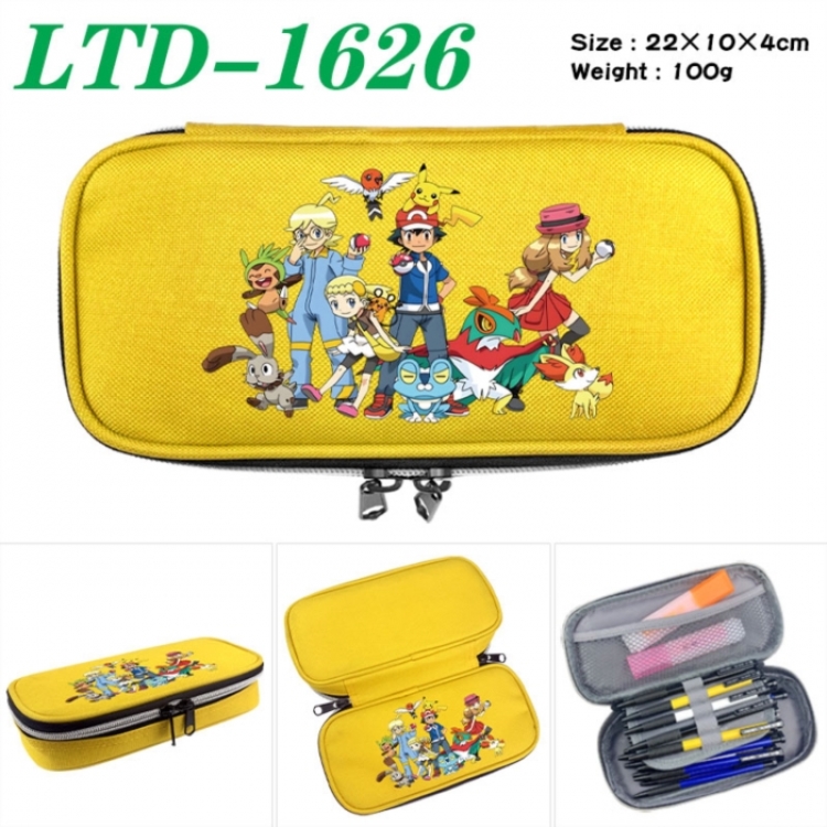 Pokemon Anime Waterproof canvas zipper clamshell pencil case pencil case 22x10x4cm