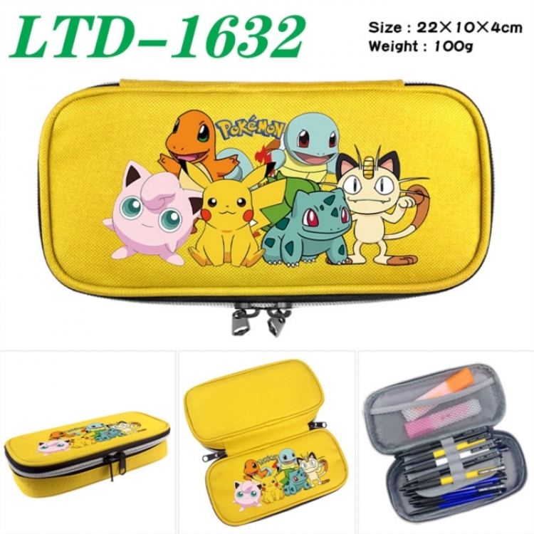 Pokemon Anime Waterproof canvas zipper clamshell pencil case pencil case 22x10x4cm