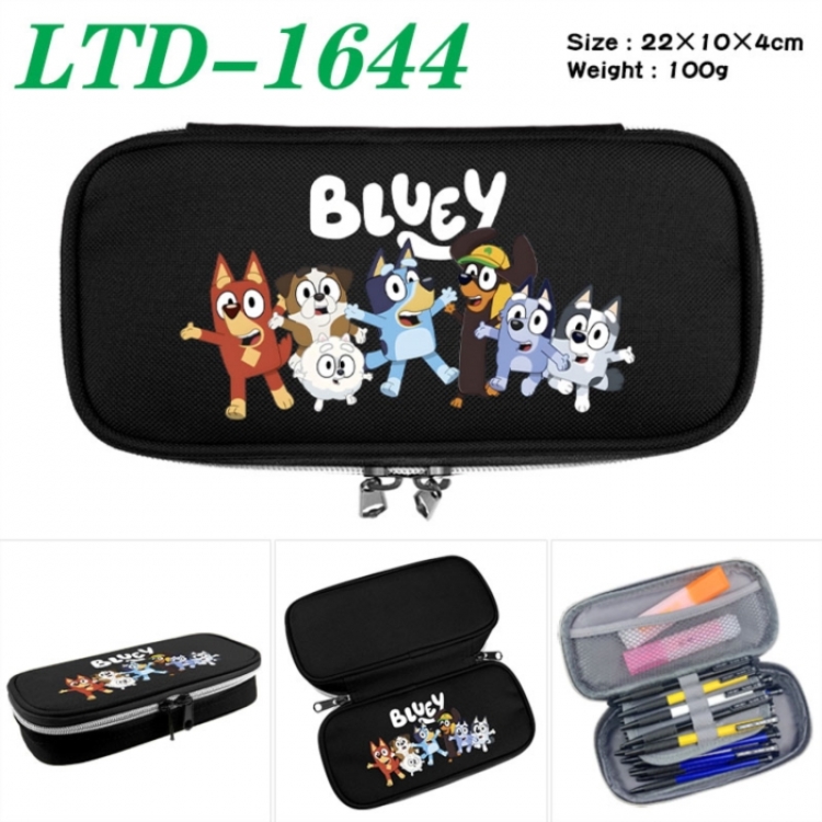 Bluey Anime Waterproof canvas zipper clamshell pencil case pencil case 22x10x4cm
