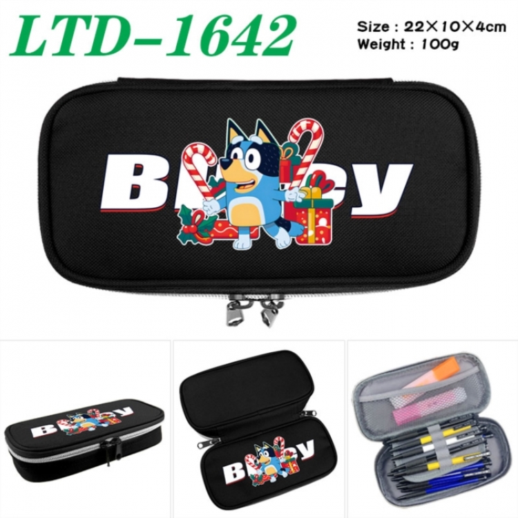 Bluey Anime Waterproof canvas zipper clamshell pencil case pencil case 22x10x4cm
