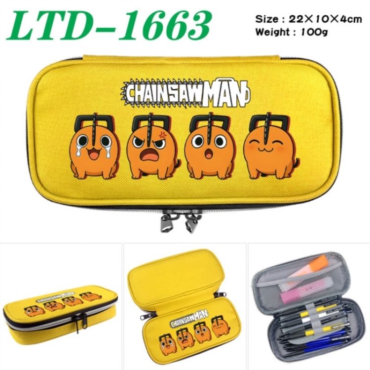Chainsaw Man Anime Waterproof canvas zipper clamshell pencil case pencil case 22x10x4cm