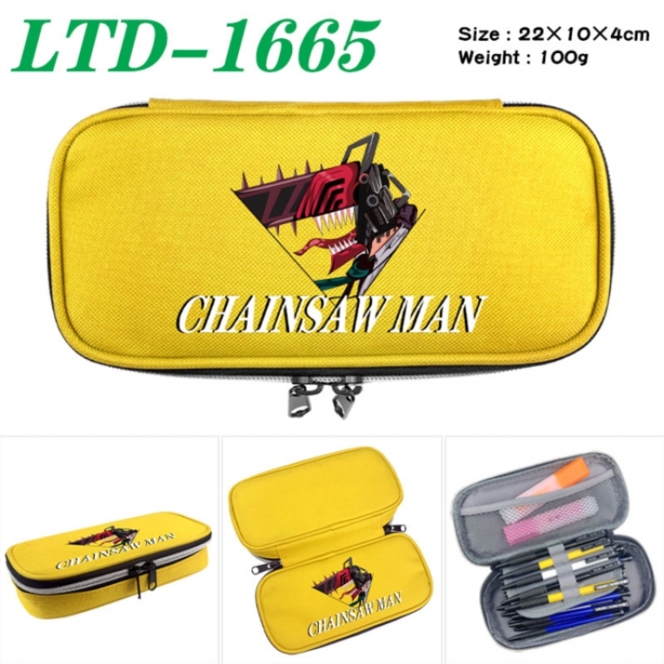 Chainsaw Man Anime Waterproof canvas zipper clamshell pencil case pencil case 22x10x4cm