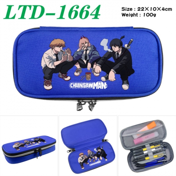 Chainsaw Man Anime Waterproof canvas zipper clamshell pencil case pencil case 22x10x4cm