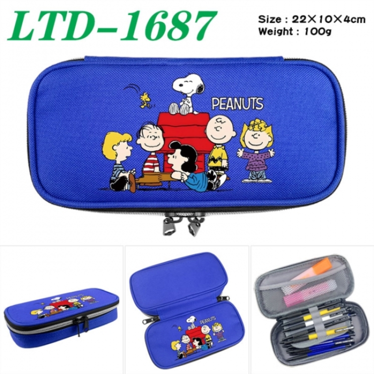 Peanuts Anime Waterproof canvas zipper clamshell pencil case pencil case 22x10x4cm