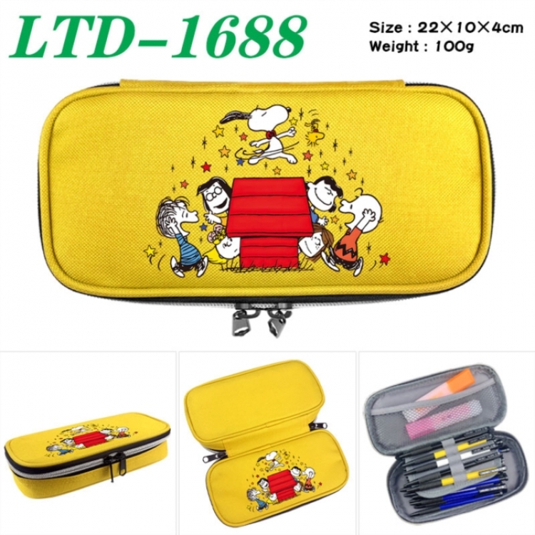 Peanuts Anime Waterproof canvas zipper clamshell pencil case pencil case 22x10x4cm