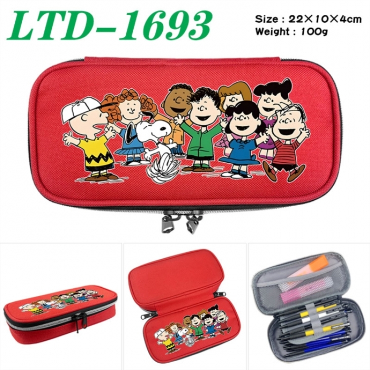 Peanuts Anime Waterproof canvas zipper clamshell pencil case pencil case 22x10x4cm