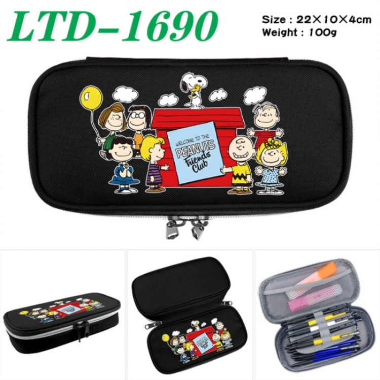 Peanuts Anime Waterproof canvas zipper clamshell pencil case pencil case 22x10x4cm