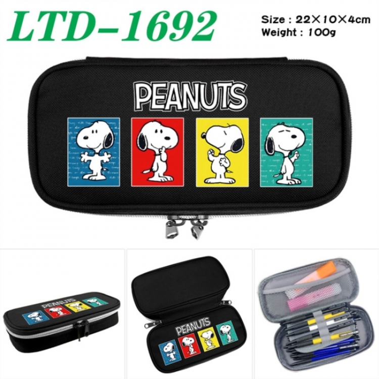 Peanuts Anime Waterproof canvas zipper clamshell pencil case pencil case 22x10x4cm