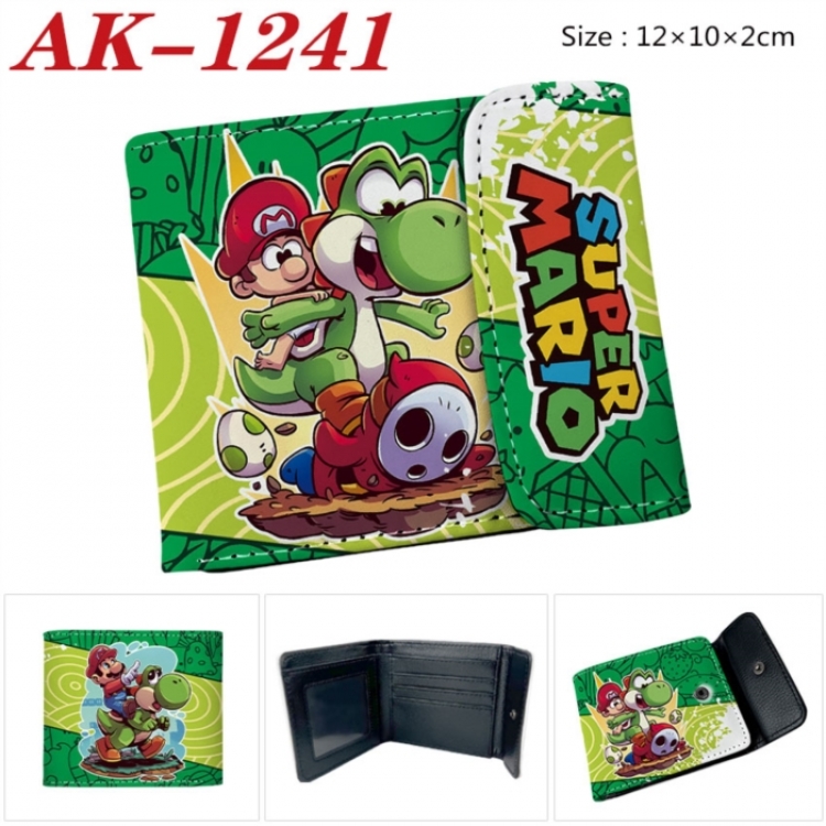 Super Mario Anime PU leather full color buckle two fold wallet 12X10X2CM