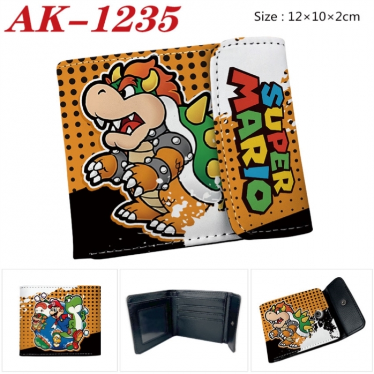 Super Mario Anime PU leather full color buckle two fold wallet 12X10X2CM
