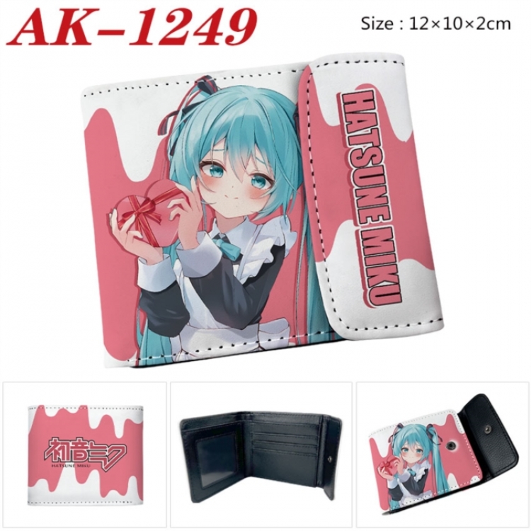 Hatsune Miku Anime PU leather full color buckle two fold wallet 12X10X2CM
