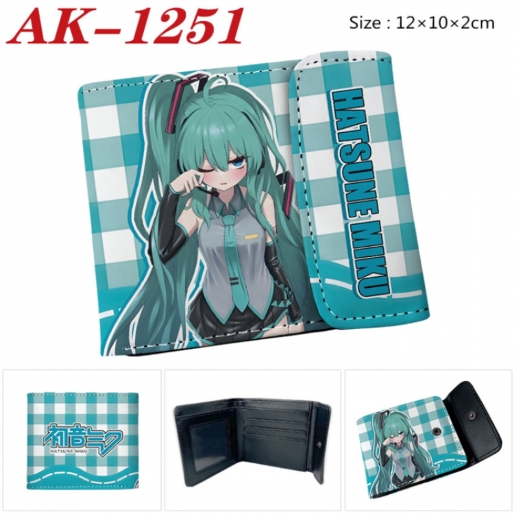 Hatsune Miku Anime PU leather full color buckle two fold wallet 12X10X2CM