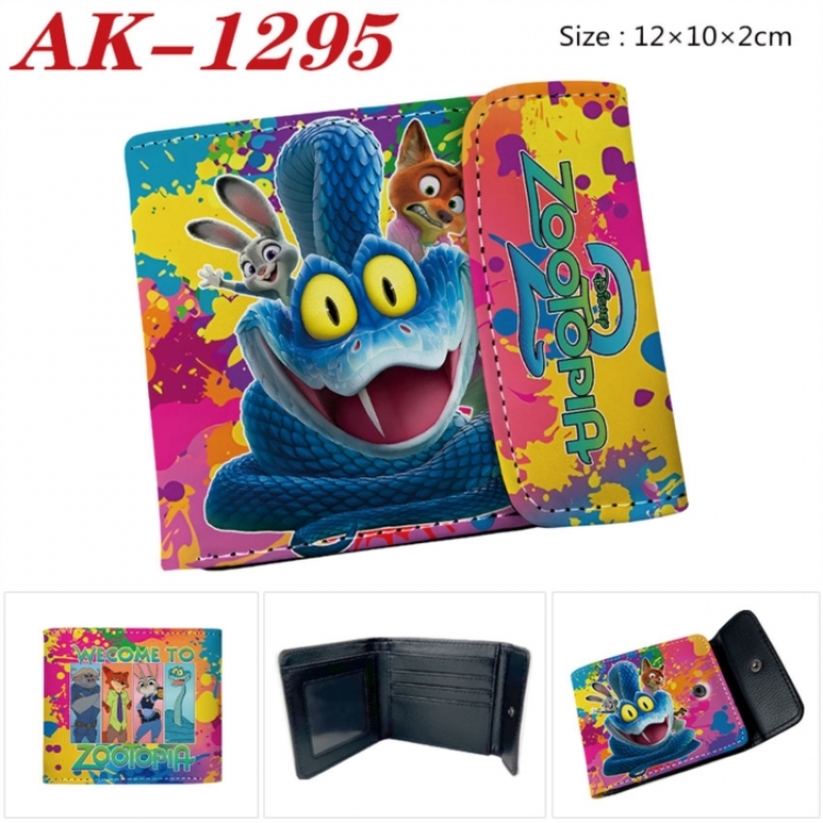 Zootopia Anime PU leather full color buckle two fold wallet 12X10X2CM