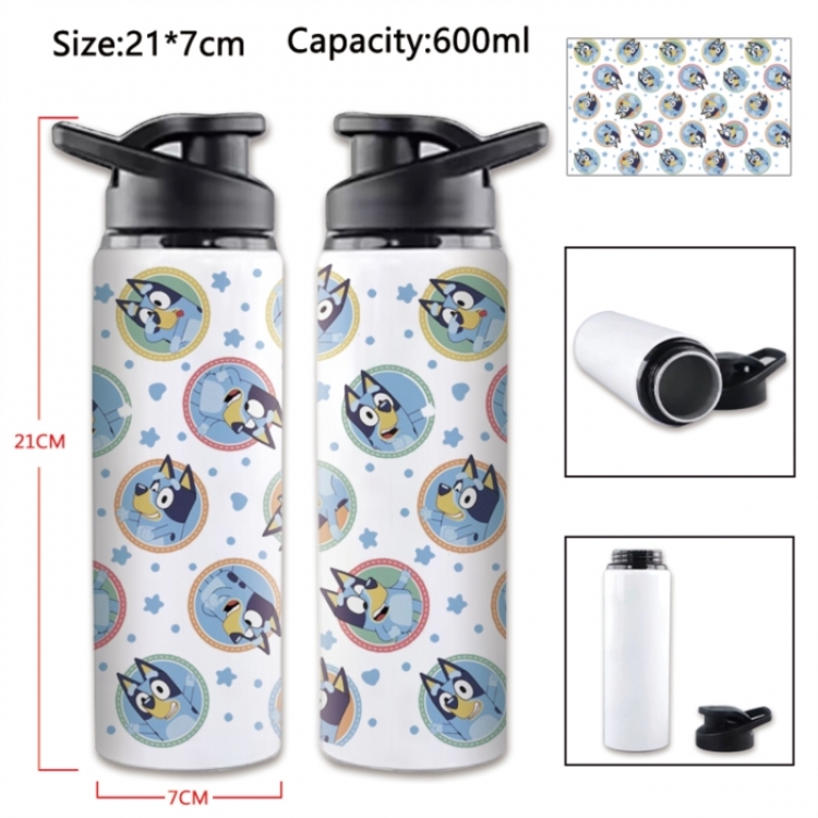 Bluey Anime Printed Outdoor Sports Water Bottle 600ml 21x7cm