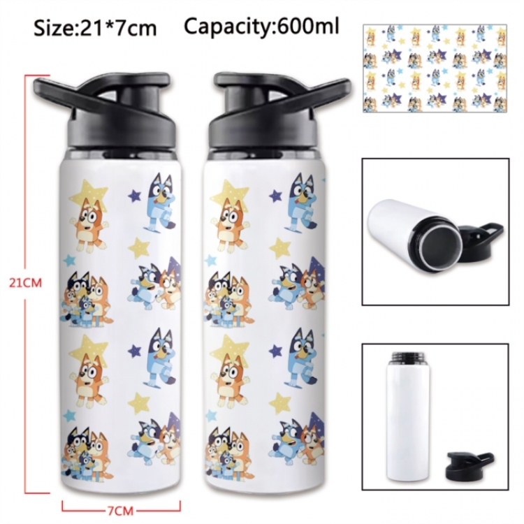 Bluey Anime Printed Outdoor Sports Water Bottle 600ml 21x7cm