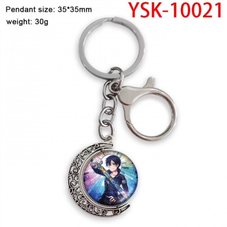 Sword Art Anime double-sided crystal rotating gemstone keychain pendant price for 5 pcs