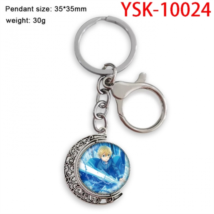 Sword Art Anime double-sided crystal rotating gemstone keychain pendant price for 5 pcs