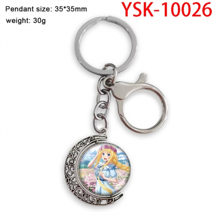 Sword Art Anime double-sided crystal rotating gemstone keychain pendant price for 5 pcs