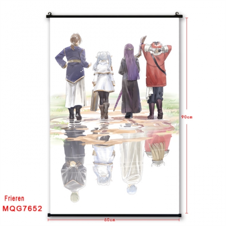 Frieren: Beyond Journey's Anime black Plastic rod Cloth painting Satin cloth Wall Scroll 60X90CM