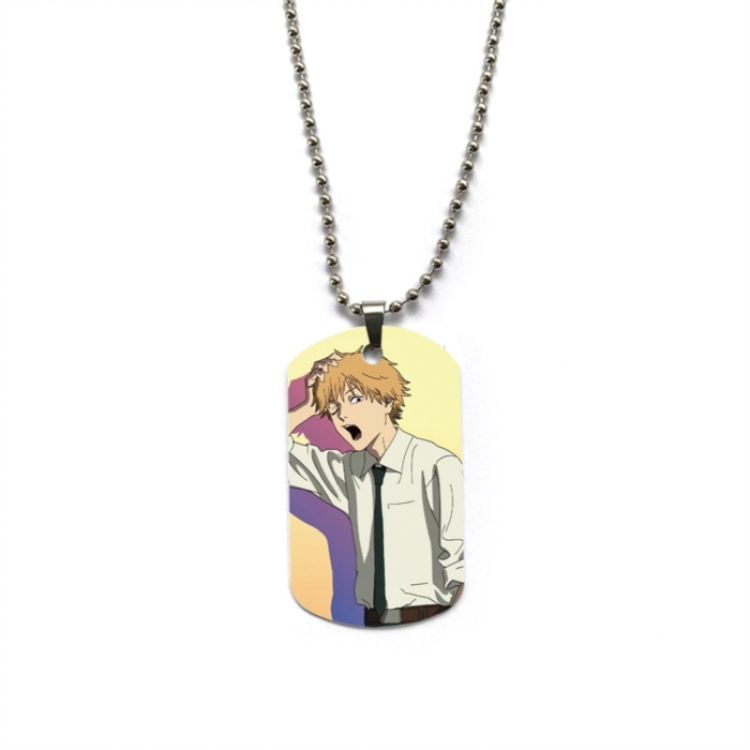 Chainsaw Man Anime double-sided full color printed military brand necklace price for 5 pcs