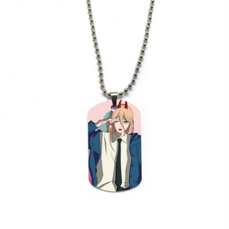 Chainsaw Man Anime double-sided full color printed military brand necklace price for 5 pcs