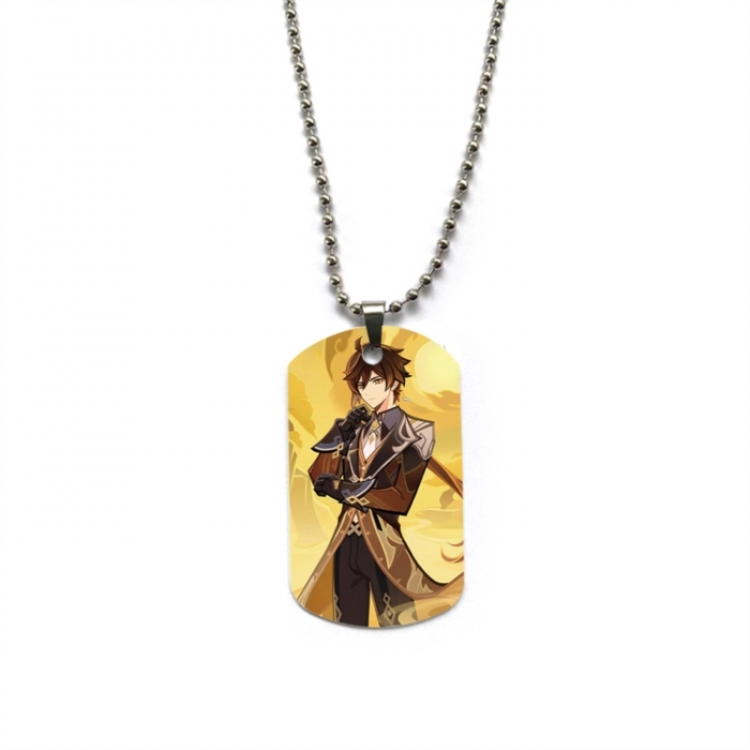 Genshin Impact Anime double-sided full color printed military brand necklace price for 5 pcs