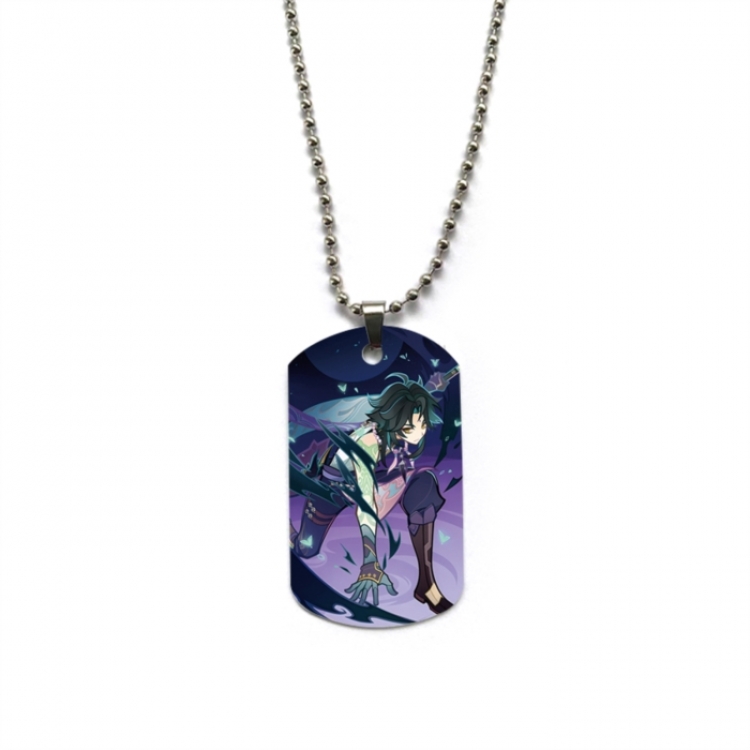 Genshin Impact Anime double-sided full color printed military brand necklace price for 5 pcs