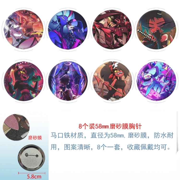 Hazbin Hotel Anime round scrub film brooch badge 58MM a set of 8