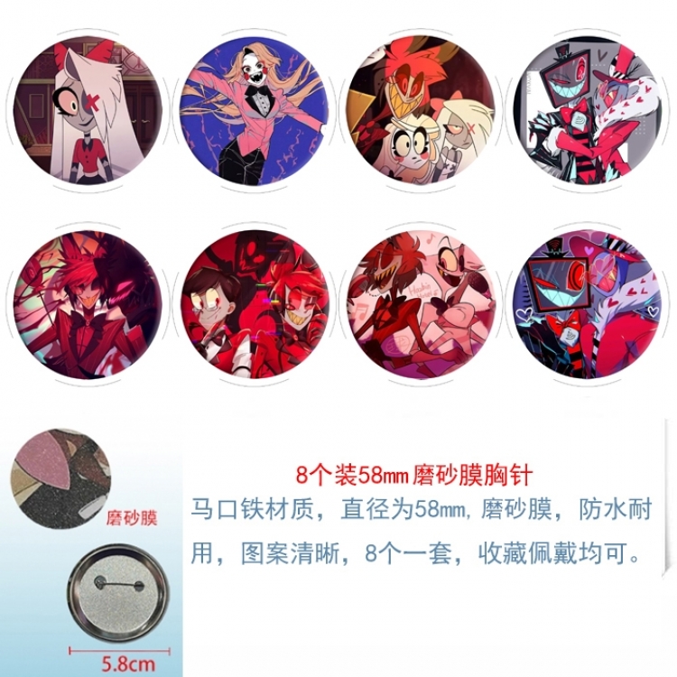 Hazbin Hotel Anime round scrub film brooch badge 58MM a set of 8