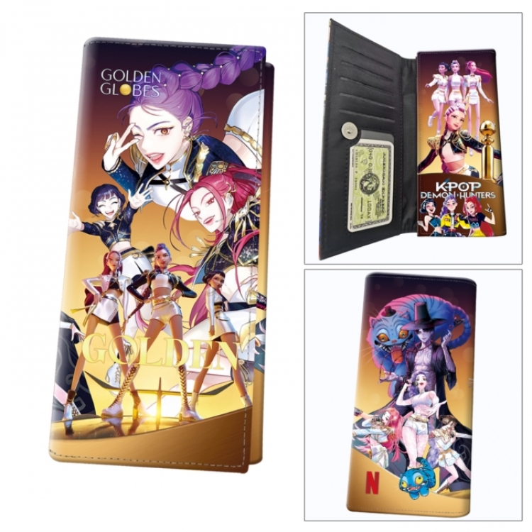 K-Pop Demon Hunters Anime wallet long wallet buckle storage bag 18.5x9.5x2CM 100g