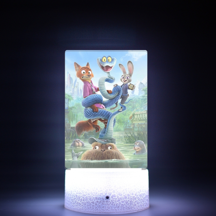Zootopia Acrylic Night Light 16 Color-changing USB Interface Box Set 19X7X4CM white base