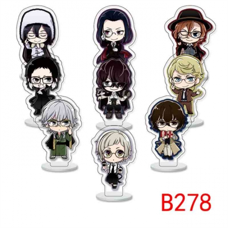 Bungo Stray Dogs Anime Character acrylic Small Standing Plates  Keychain 6cm a set of 9